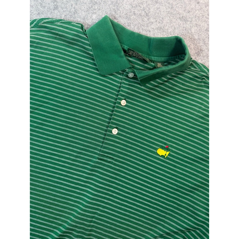 Amen Corner Masters Golf Polo Shirt Mens Large Green Pima Cotton Striped L